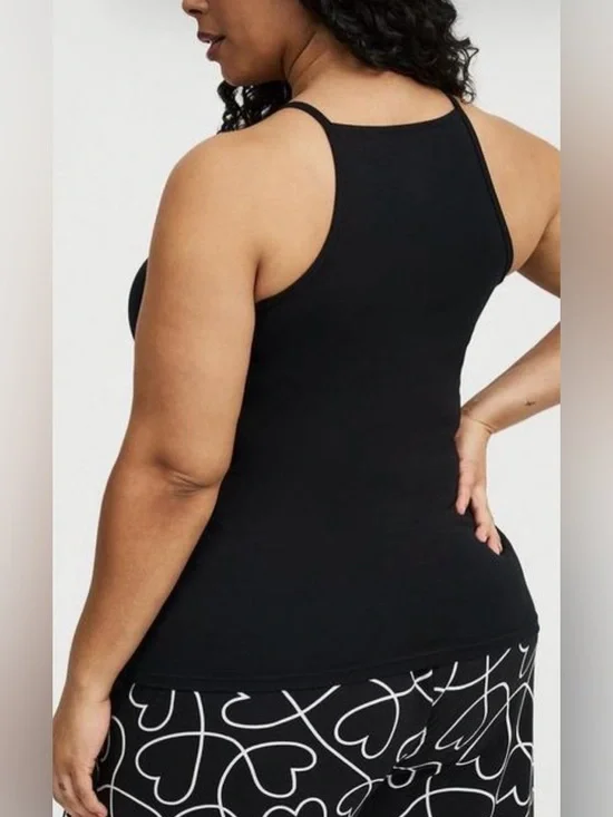 Torrid Size 5(5X)(28) Foxy High Square Neck Ruched Cami Deep Black Top Tunic - Picture 2 of 5